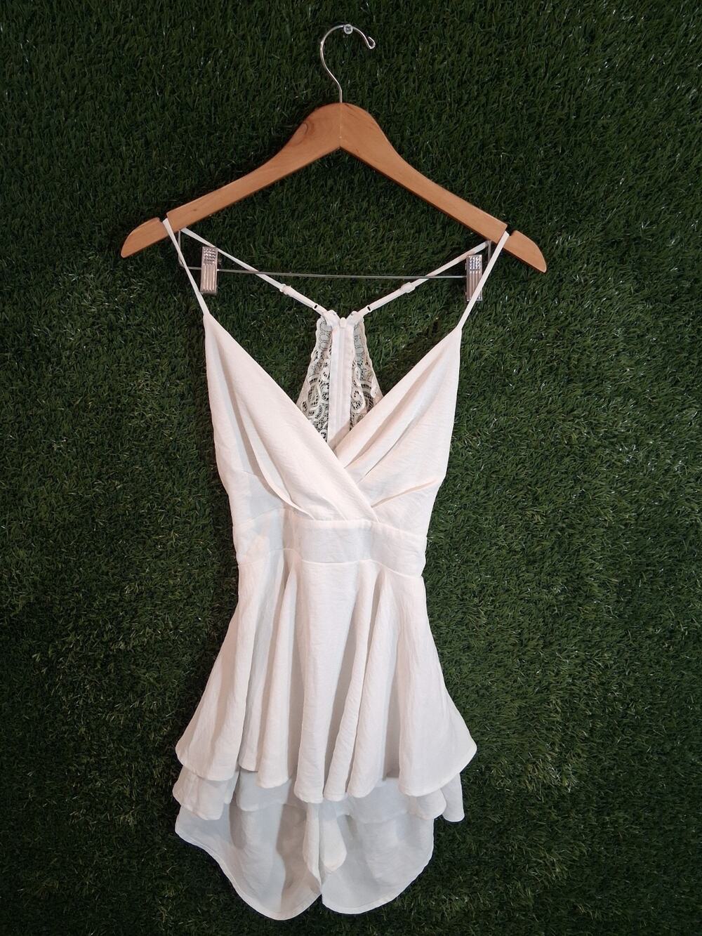 Sexy White Satin Mini Slip Dress Cut-Out Bust Adjustable Straps SZ M Windsor